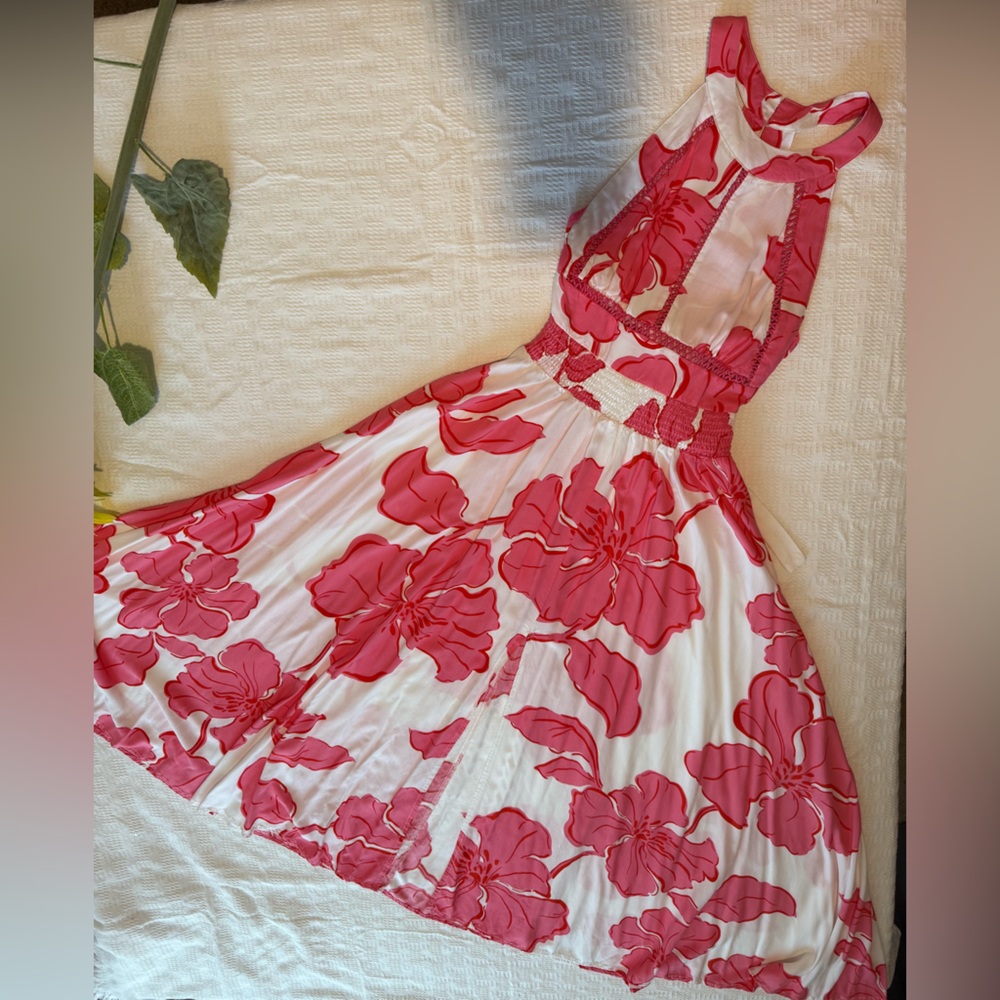 Pink Floral Sleeveless Dress